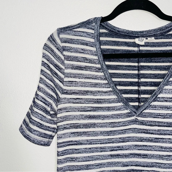GAP Navy Blue & White Striped Brushed Round Hem Shirt Midi Dress Xsmall Women’s - Picture 3 of 10